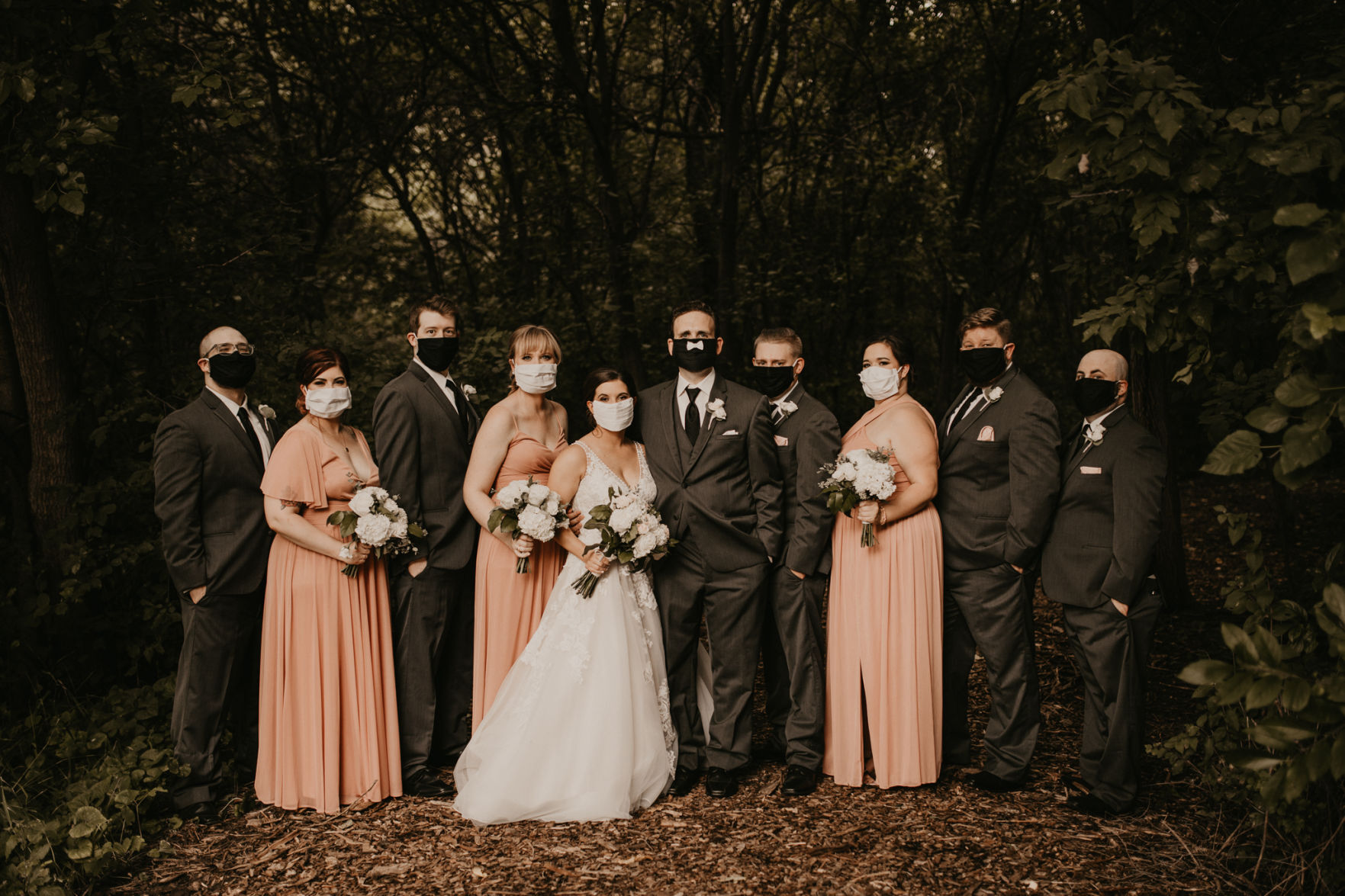 Bridal party in masks